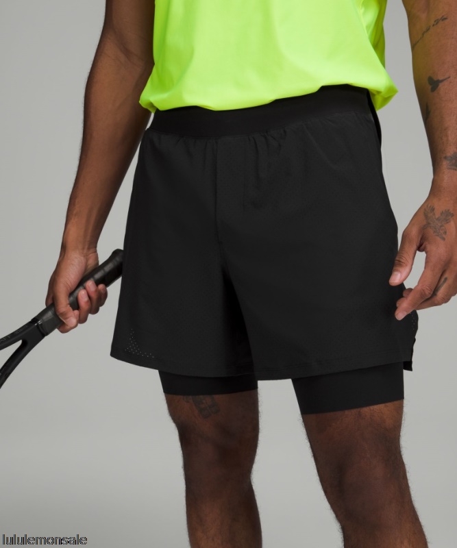 Lululemon Deutschland DELULU830 | Schwarz Belüftete Tennisshorts Nur Online